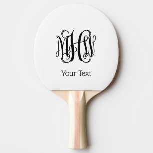 Black Vine Script Monogram DIY BG Ping Pong Paddle