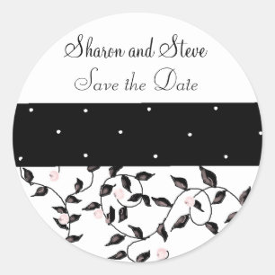 Black Vines Save the Date Classic Round Sticker