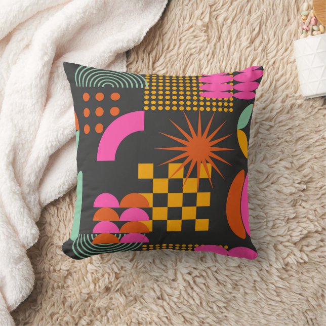 Black Vintage Abstract geometric art pattern  Cushion (Blanket)