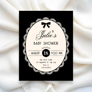 Black vintage baby shower invitation
