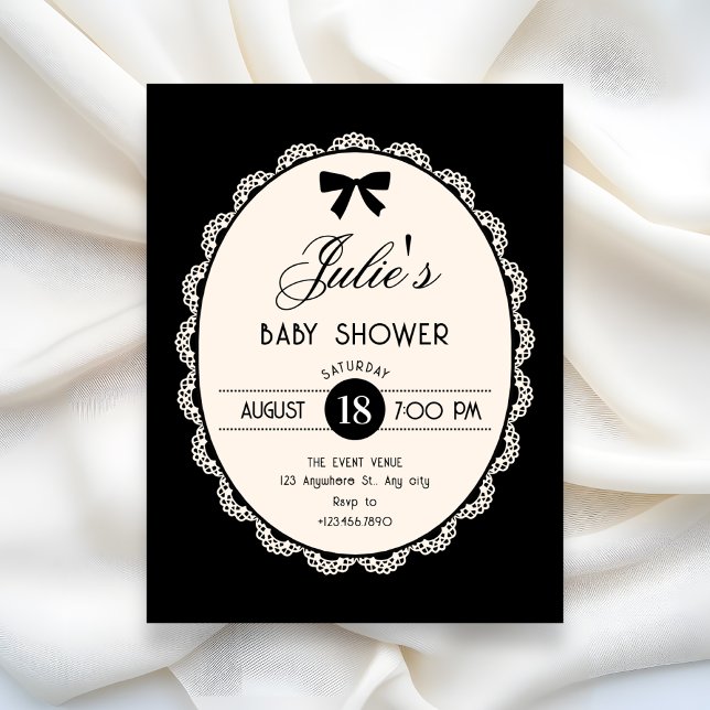 Black vintage baby shower invitation (Creator Uploaded)