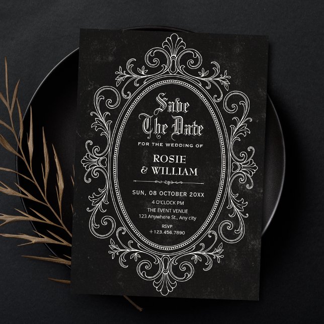 Black Vintage baroque victorian Save The Date (Creator Uploaded)
