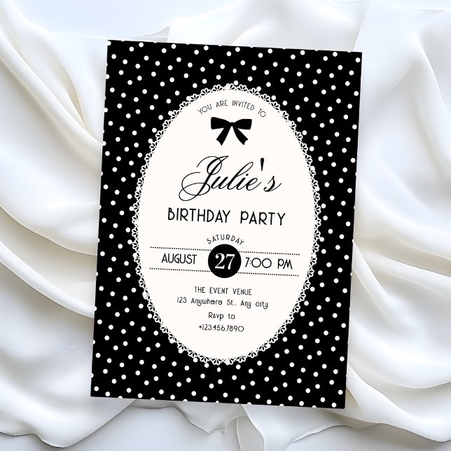 Black vintage birthday invitation (Creator Uploaded)