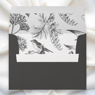 Black Vintage botanical Chinoiserie floral Envelope