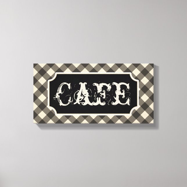 Black Vintage Cafe Sign Wall Art Canvas (Front)