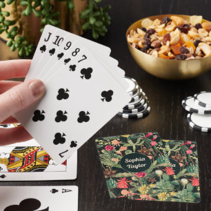Black Vintage Colourful Cactus Playing Cards