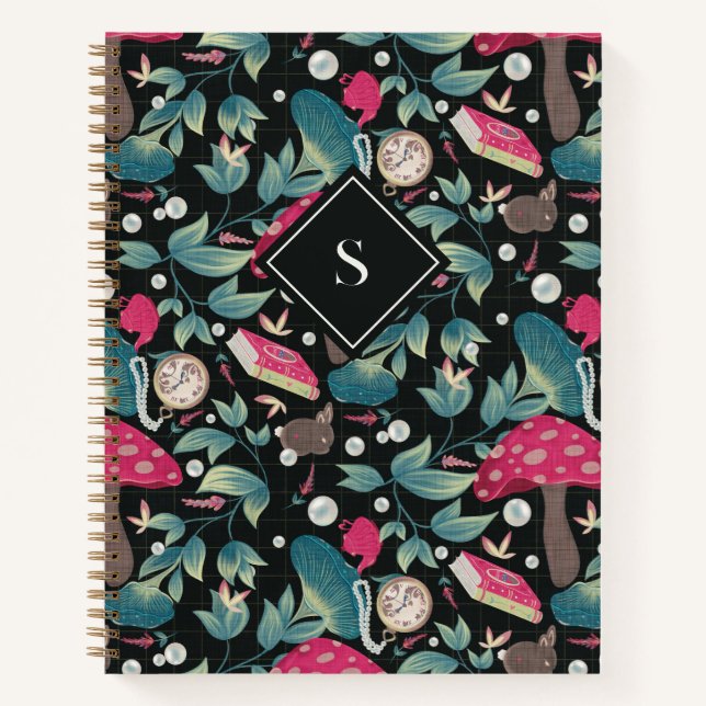Black Vintage Cottagecore Notebook (Front)