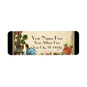 Black Vintage Eiffel Tower Rose Matching Address