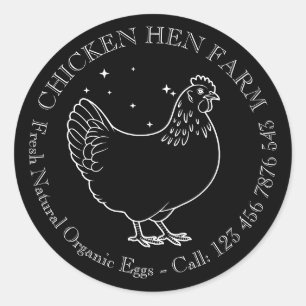 Black Vintage Farm Hen Egg Carton Classic Round Sticker