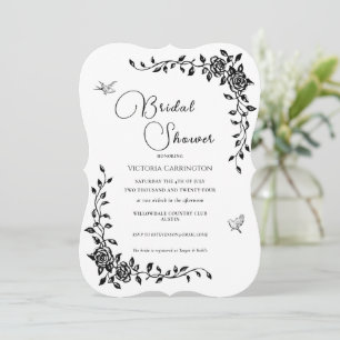 Black Vintage Floral Bridal Shower Invitation