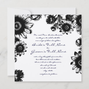 Black Vintage Flower Wedding Invitation