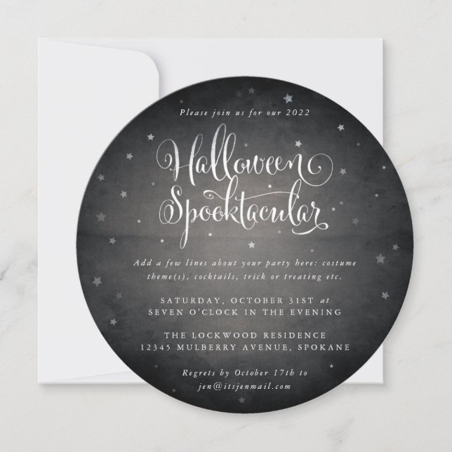 Black Vintage Halloween Spooktacular Square/Round Invitation (Front)