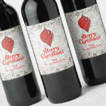 Black Vintage Holiday Christmas Tree Ornaments Wine Label<br><div class="desc">Vintage Christmas tree ornaments in black on ivory and your greeting and personalization in chic lettering, these wine labels are perfect to put on your bottles to serve at your Christmas dinner party or to give as gifts. Red ornament is printed at the top but can be removed. Change the...</div>