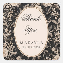 Black Vintage Lace Bridal Shower Classic Round