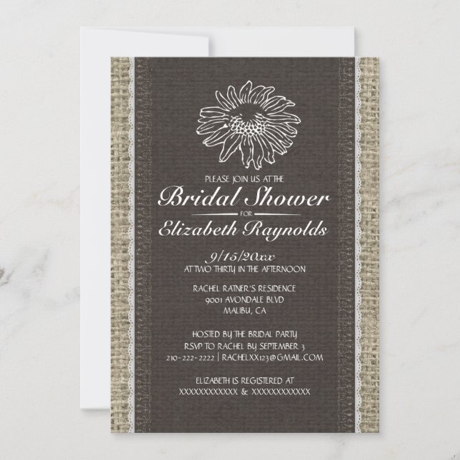 Black Vintage Lace Bridal Shower Invitations (Front)