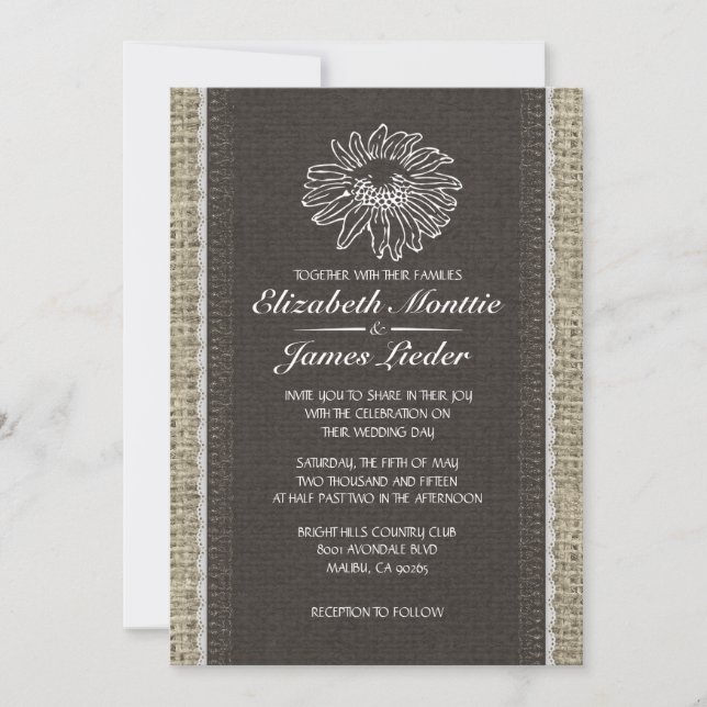 Black Vintage Lace Wedding Invitations (Front)