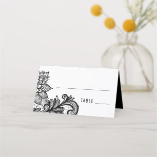 Black Vintage Lace Wedding Place Card