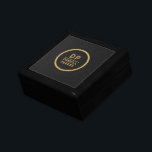 Black Vintage Leather Gold Monogram Gift Box<br><div class="desc">The black vintage leather texture image custom gold tones monogram and name. Minimalistic design.</div>