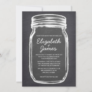 Black Vintage Mason Jar Wedding Invitations