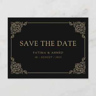 Black Vintage Muslim Save The Date Announcement Postcard