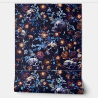 Black Vintage Mystic Skull And Roses Garden