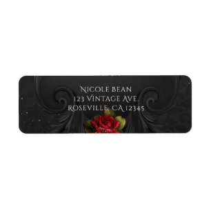 Black Vintage Ornamental Red Roses Wedding