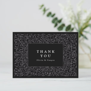 Black Vintage Ornate Frame Classic Wedding Thank You Card