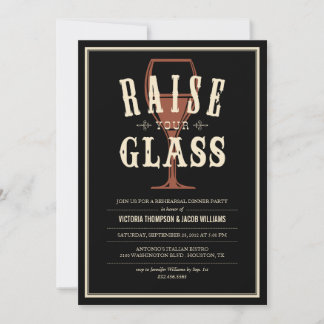 Black Vintage Rehearsal Dinner Invitations
