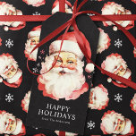 Black Vintage Retro Santa Claus Christmas<br><div class="desc">Add a nostalgic touch to your gifts with these black vintage Santa Claus Christmas gift tags. Featuring a charming retro Santa illustration with festive snowflakes, these tags are perfect for adding personality and warmth to your holiday presents. The classic Santa design against the black background creates a stylish contrast that...</div>