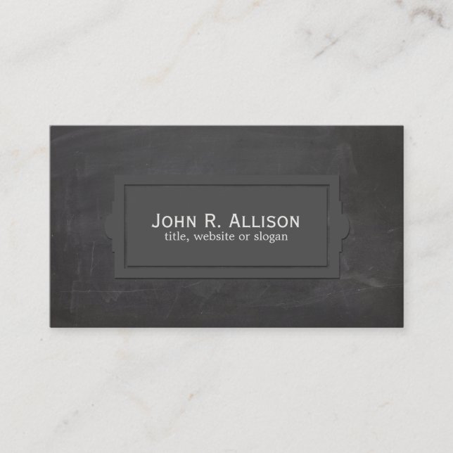 Black Vintage Rustic Plaque Style Business Card (Front)