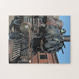 Black Vintage Rusty Steam locomotive Train Engine Jigsaw Puzzle