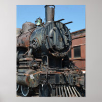 Black Vintage Rusty Steam locomotive Train Engine