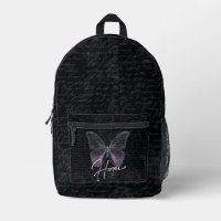 Black Vintage Script School Backpack