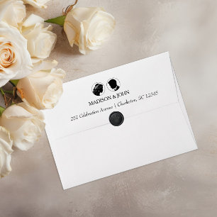 Black Vintage Silhouette Wedding with Typography Envelope