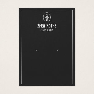Black Vintage Stamp Monogram Earring Display Card