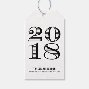 Black Vintage Typography Class of 2018 Graduation Gift Tags