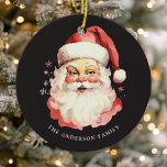 Black Vintage Watercolor Santa Claus Christmas<br><div class="desc">Celebrate the festive season with our Black Vintage Watercolor Santa Claus Christmas Ceramic Ornament! This charming ornament features a nostalgic Santa Claus design set against a stylish solid background, combining vintage charm with modern flair. Perfect for adding a festive touch to your Christmas Tree. Personalise this custom design with your...</div>