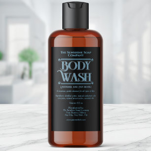 Black vintage waterproof body wash label