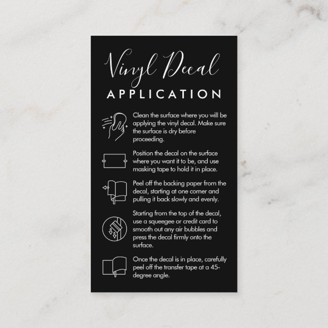 Black Vinyl Care Guide Personalised Hand-drawn Business Card (Back)