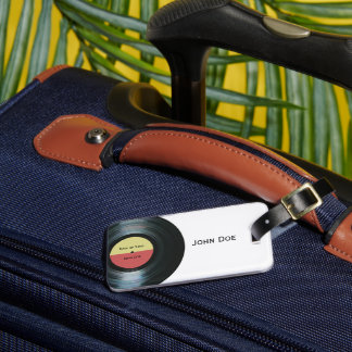 Black Vinyl Music Record Label Baggage Luggage Tag