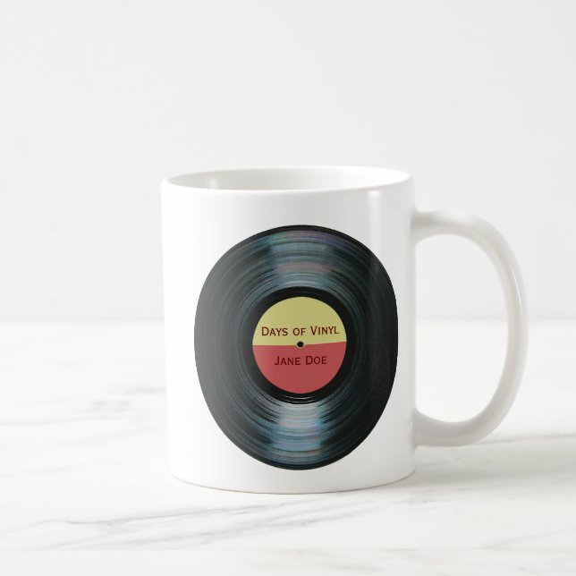 Black Vinyl Music Record Label Drinkware Coffee Mug (Right)