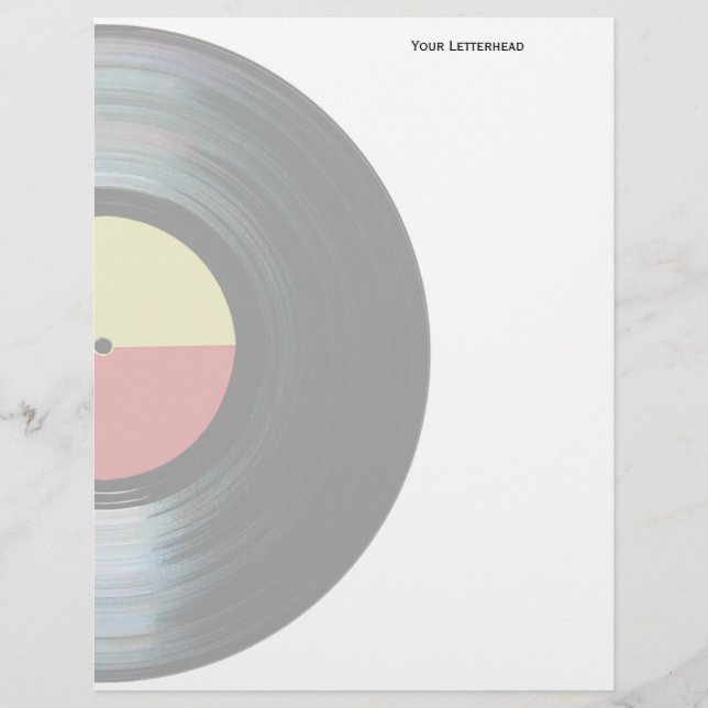 Black Vinyl Music Record Label Letterhead (Front)