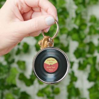 Black Vinyl Record Keyring Silver Colour Keychain