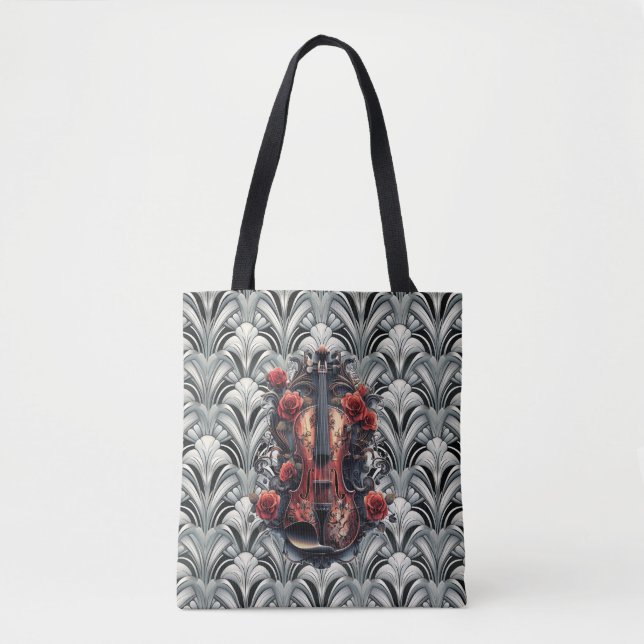 Black Violin in Art Deco GMajor \Shoulder Tote (Front)