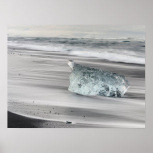 Black Volcanic Beach   Vatnajokull National Park Poster