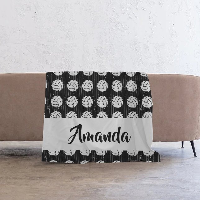 Black Volleyball Wood Floor Patterned Fleece Blanket (Creator Uploaded)