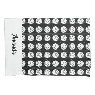 Black Volleyball Wood Floor Patterned Pillow Case