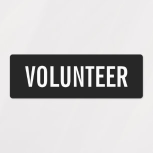 Black Volunteer Badge Labels