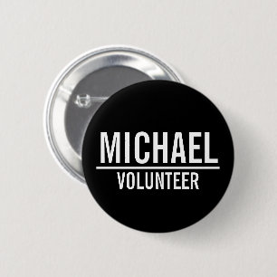 Black Volunteer Badge with Custom Name 