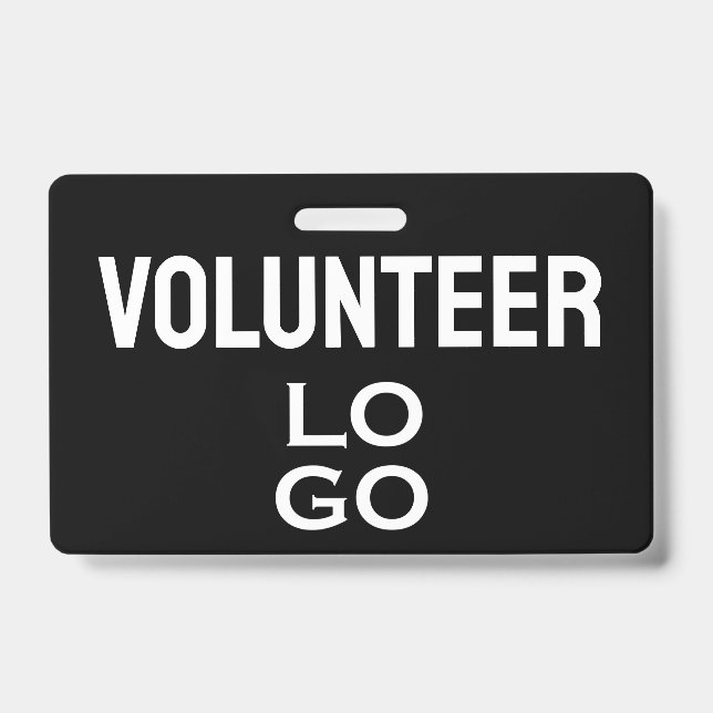 Black Volunteer with Custom Logo ID Badge (Front)